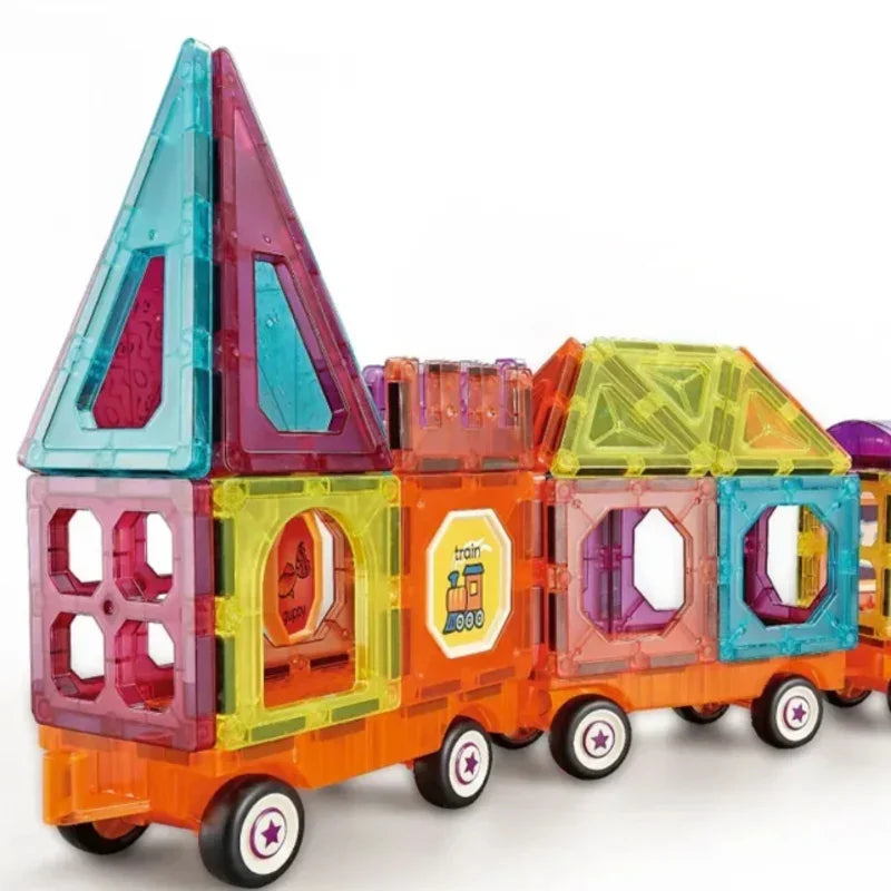 WOOPIE Klocki Magnetyczne 3D Zestaw Pociąg 71el. - zabawki-dla-dziewczynki