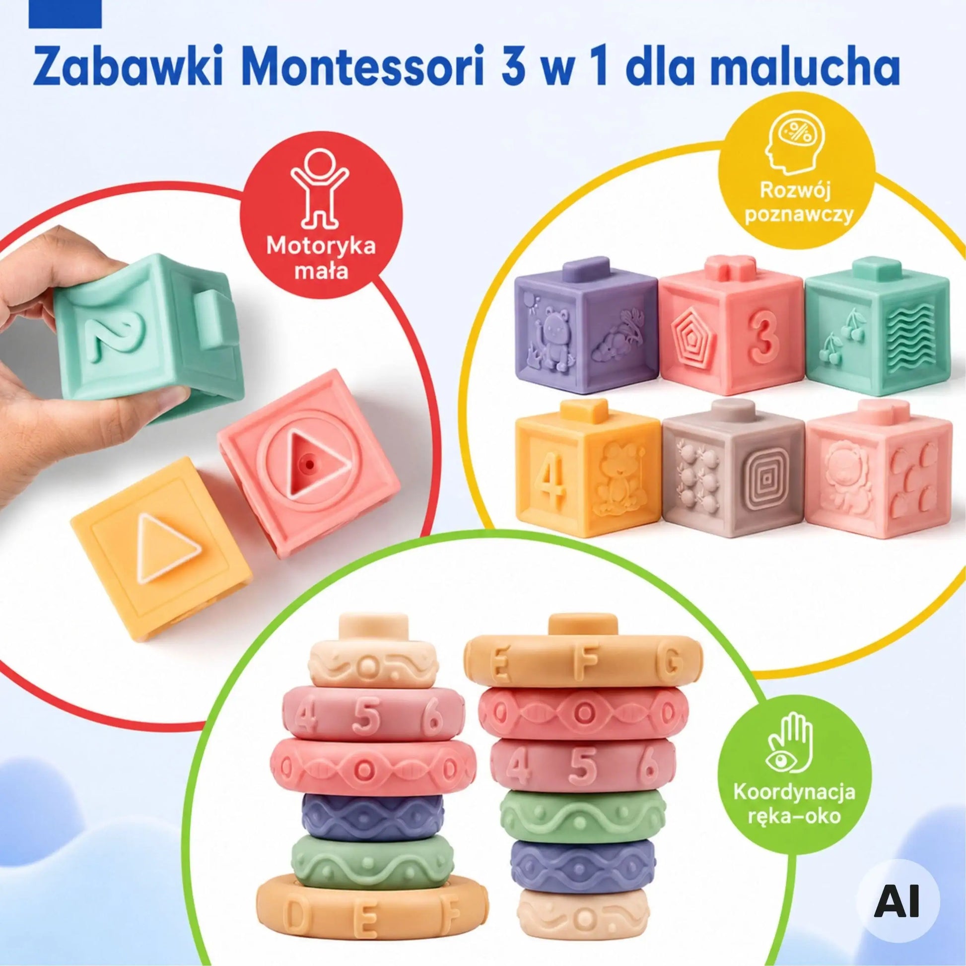 WOOPIE BABY kolorowe miękkie klocki dla najmłodszych
