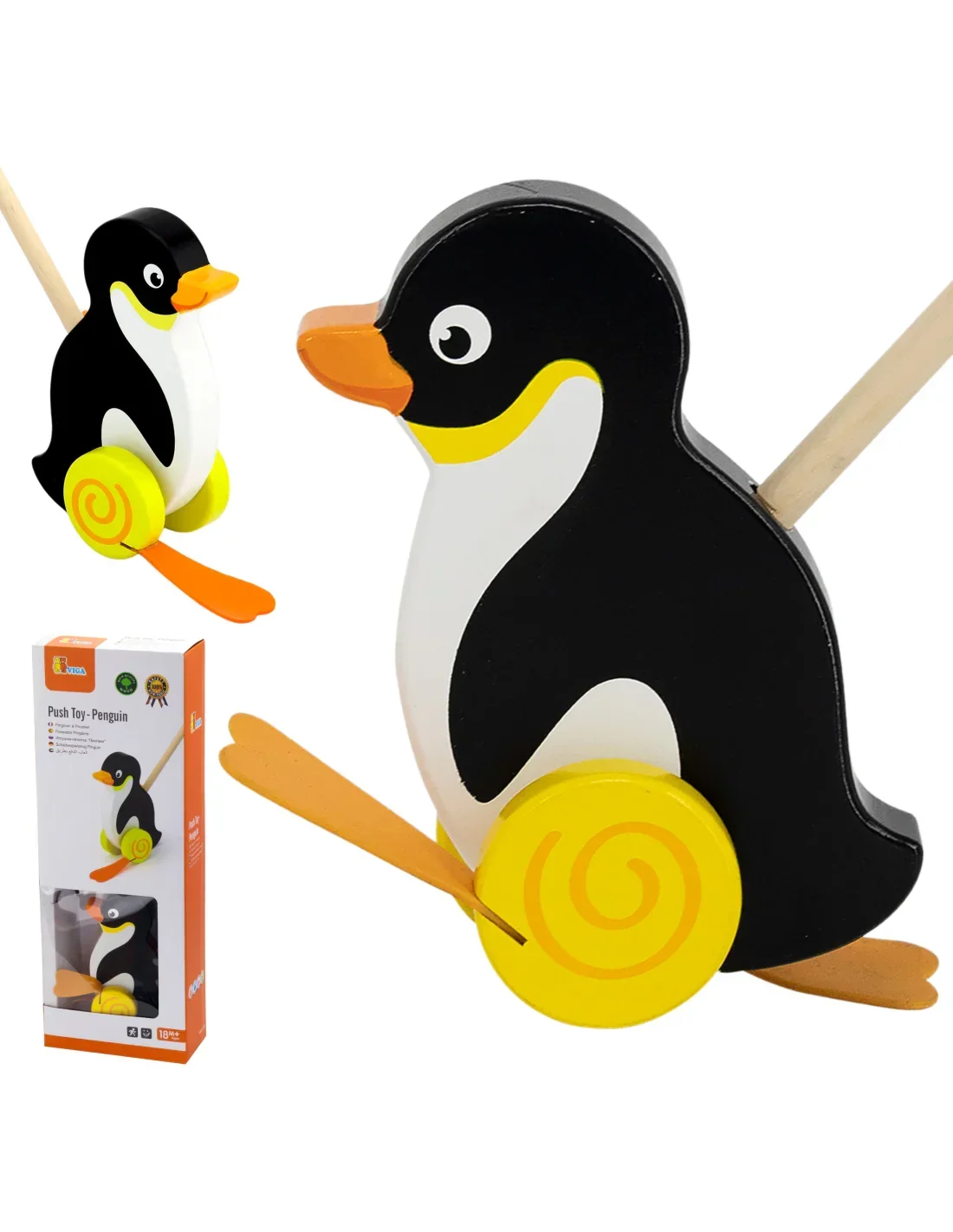 1-Viga Toys Drewniany Pchacz Pingwin-1