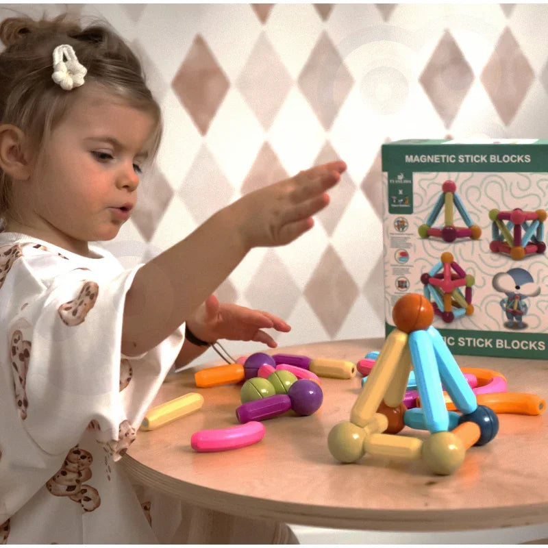 WOOPIE Magnetyczne Klocki Konstrukcyjne Edukacyjne Duże Grube 28 el. - zabawki-dla-dziewczynki