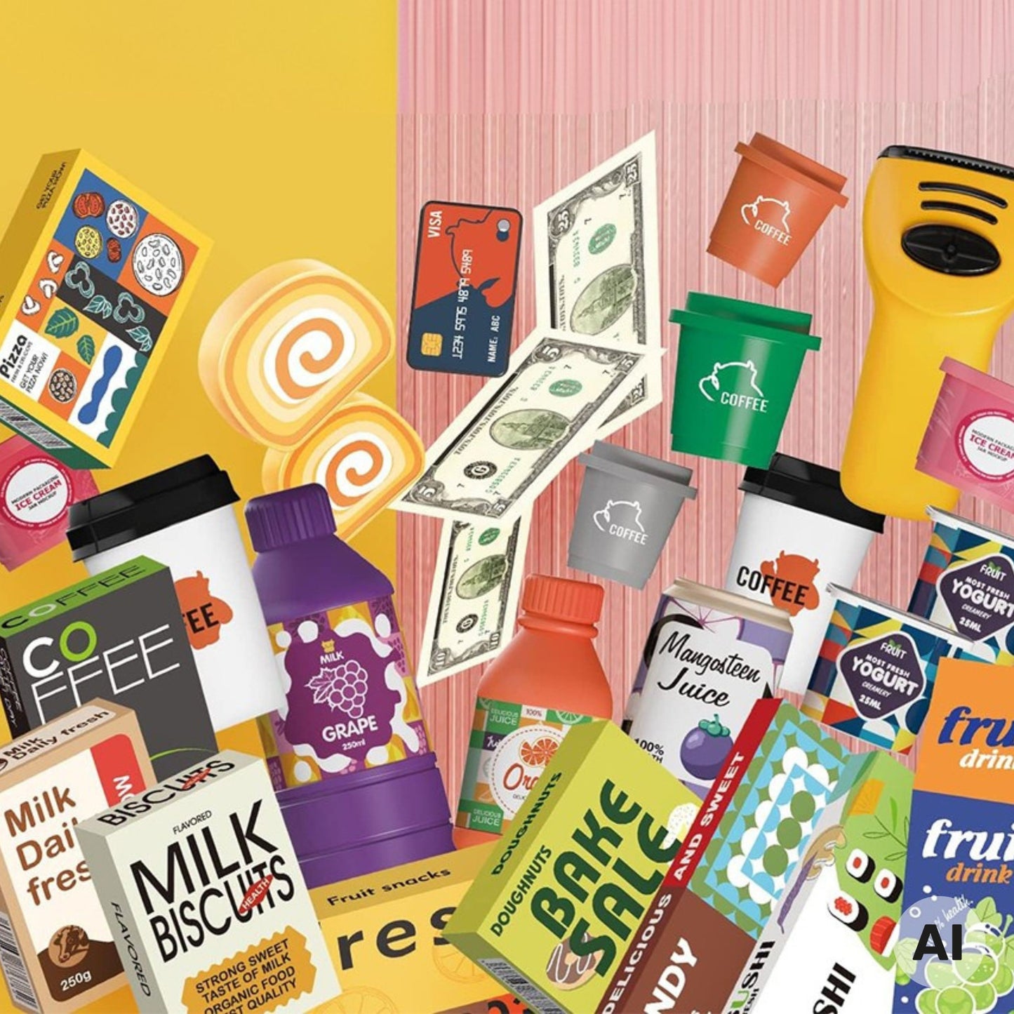 3-WOOPIE Sklep Mini Market Interaktywna Kasa Skaner Akcesoria Dźwięki Światło-3
