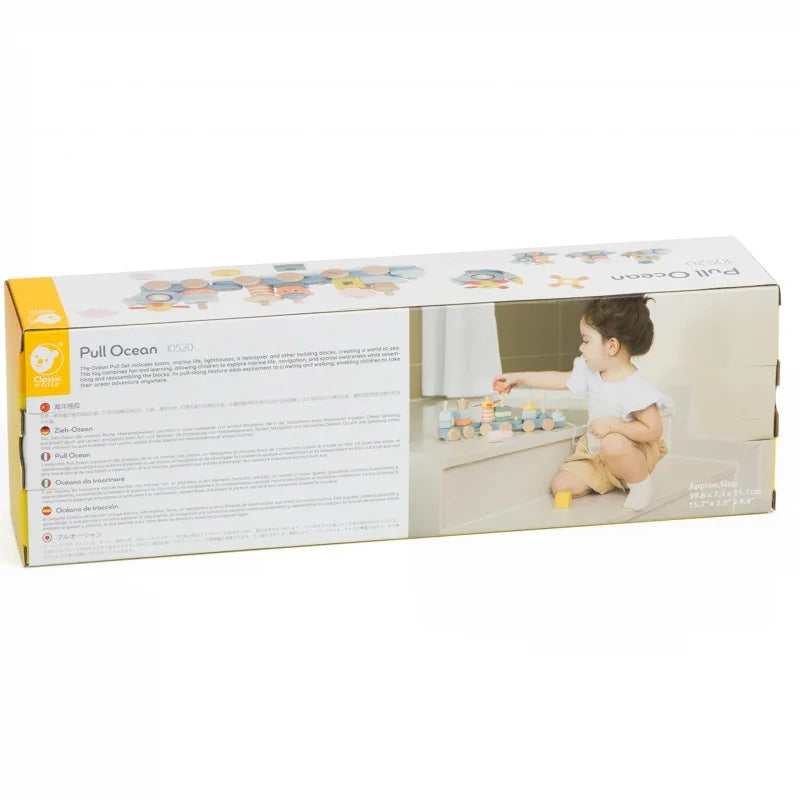 CLASSIC WORLD Montessori Kolejka Ocean Drewniana Układanka - zabawki-dla-dziewczynki