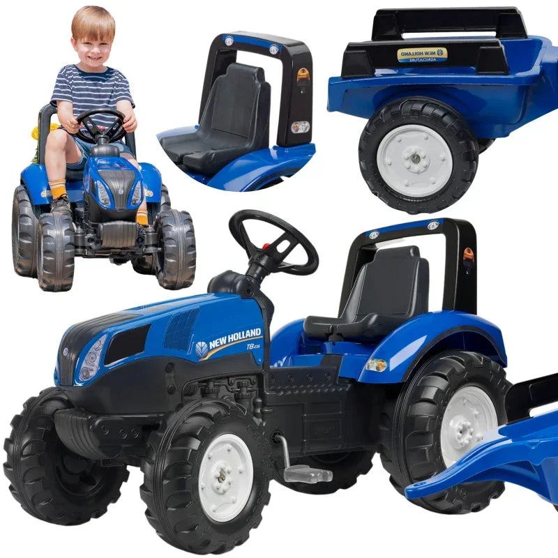 FALK Traktor na Pedały New Holland Duży z Przyczepką od 3 lat - zabawki-dla-dziewczynki