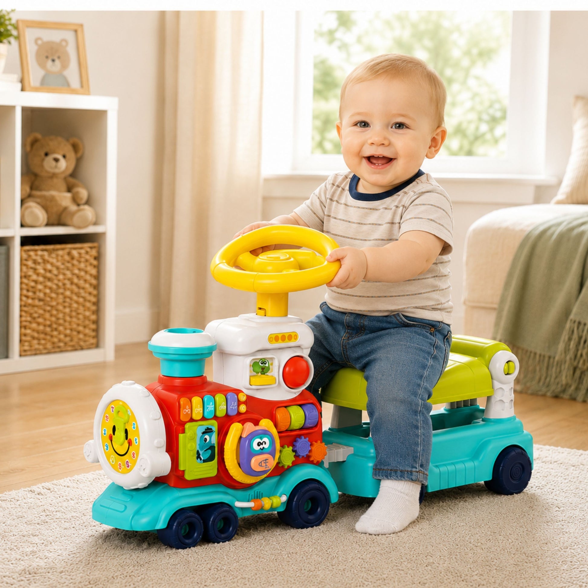 6-WOOPIE BABY Lokomotywa Pchacz Jeździk 2w1 Interaktywny Pociąg-6