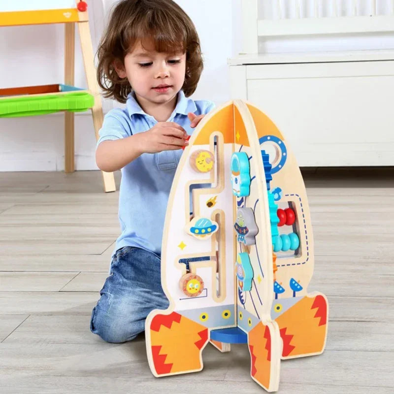 Zabawka edukacyjna Tooky Toy rakieta drewniana dla dzieci - zabawki-dla-dziewczynki