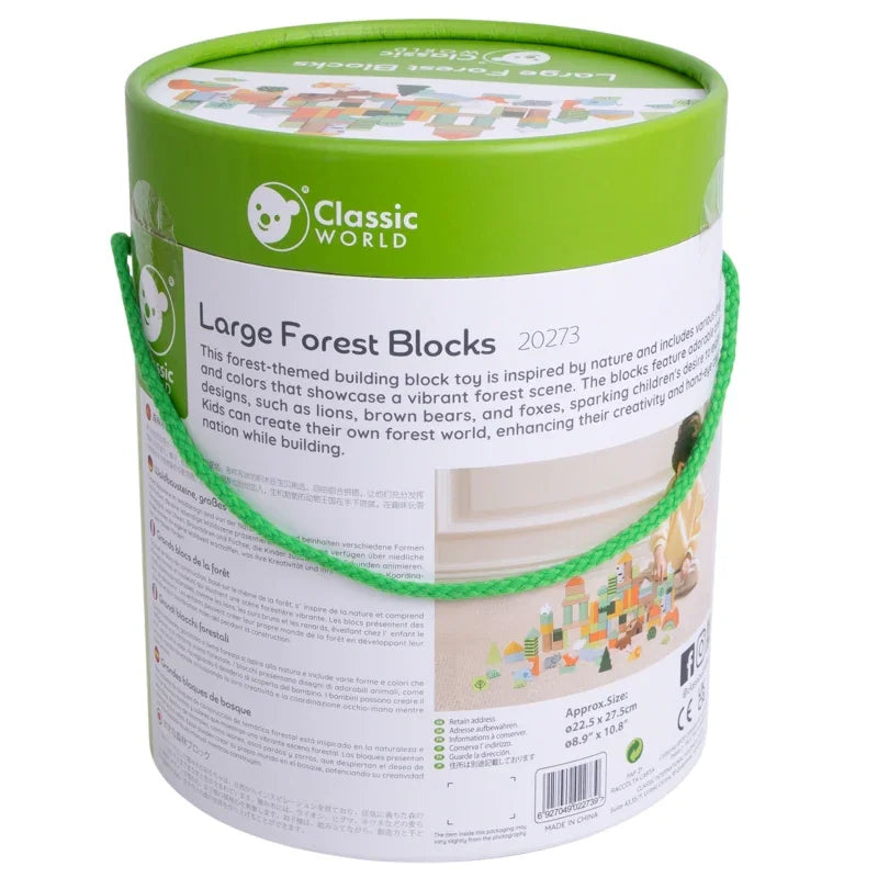 CLASSIC WORLD Zestaw Drewnianych Klocków Leśny Świat 100 el. - zabawki-dla-dziewczynki