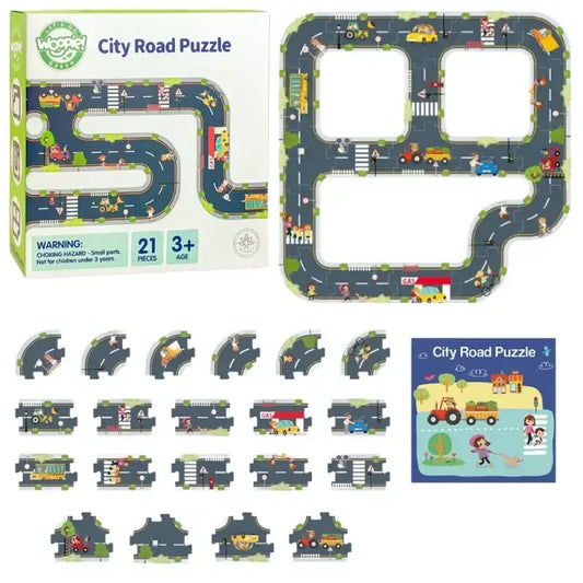 WOOPIE GREEN Droga Puzzle dla Dzieci autostrada 21 elementów  - zabawki-dla-dziewczynki