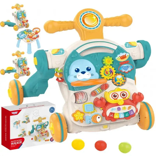 WOOPIE Baby pchacz chodzik stolik edukacyjny hulajnoga jeździk 4w1 - zabawki-dla-dziewczynki