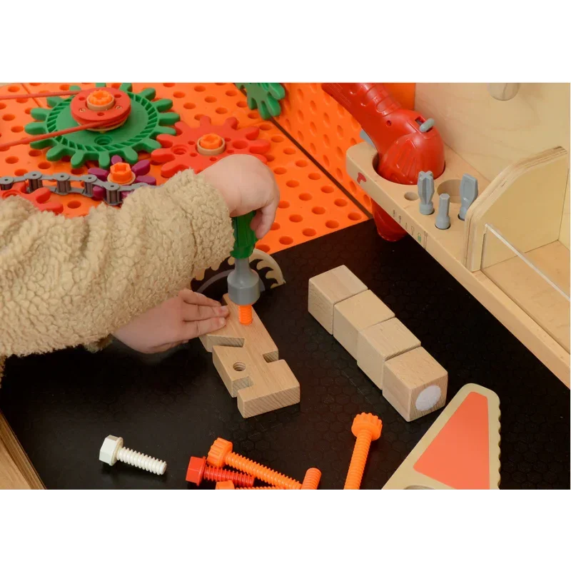 Edukacyjny warsztat drewniany MASTERKIDZ Montessori STEM dla dzieci od 3 lat - zabawki-dla-dziewczynki