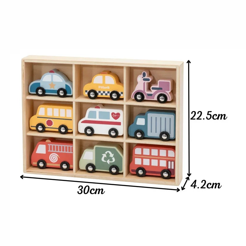 7-VIGA Drewniany Zestaw Kolorowych Pojazdów Miejskich 9szt.-7