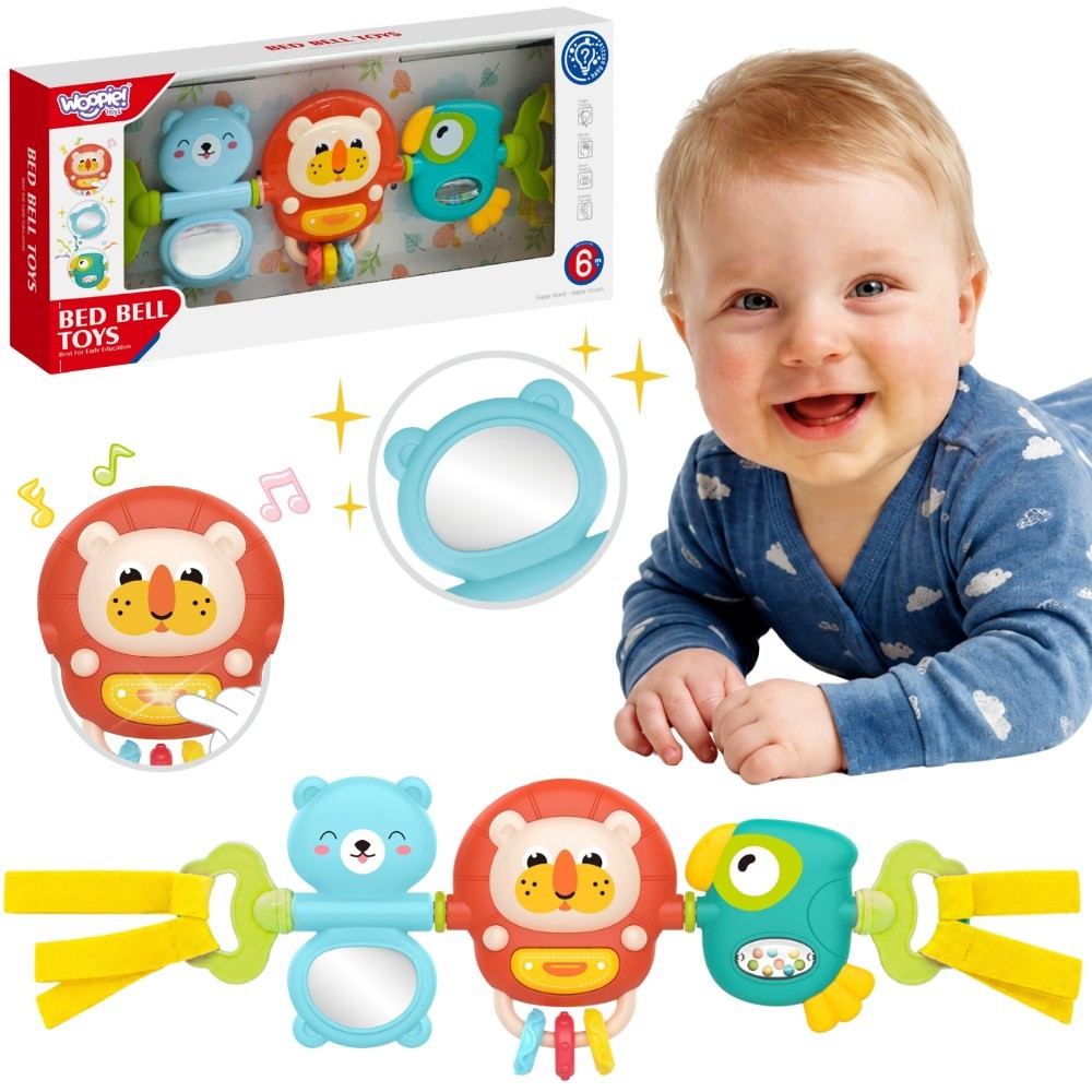 1-WOOPIE BABY Zawieszka Wózka Łóżeczka Sensoryczna Grająca Grzechotka Lusterko 6m+-1