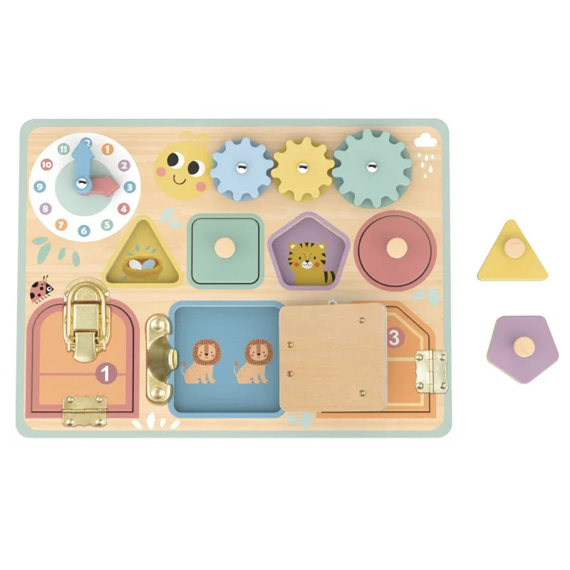 1-TOOKY TOY Tablica Manipulacyjna Zamki Zębatki Sorter Zegar-1