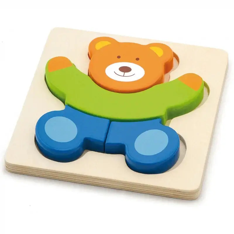 drewniane puzzle VIGA Miś pierwsze puzzle maluszka rozwój zdolności manualnych - zabawki-dla-dziewczynki