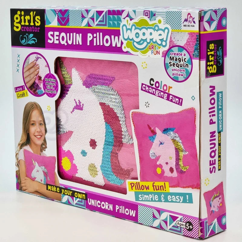 WOOPIE ART&FUN Zestaw Kreatywny Poduszka do Ozdobienia Jednorożec - zabawki-dla-dziewczynki