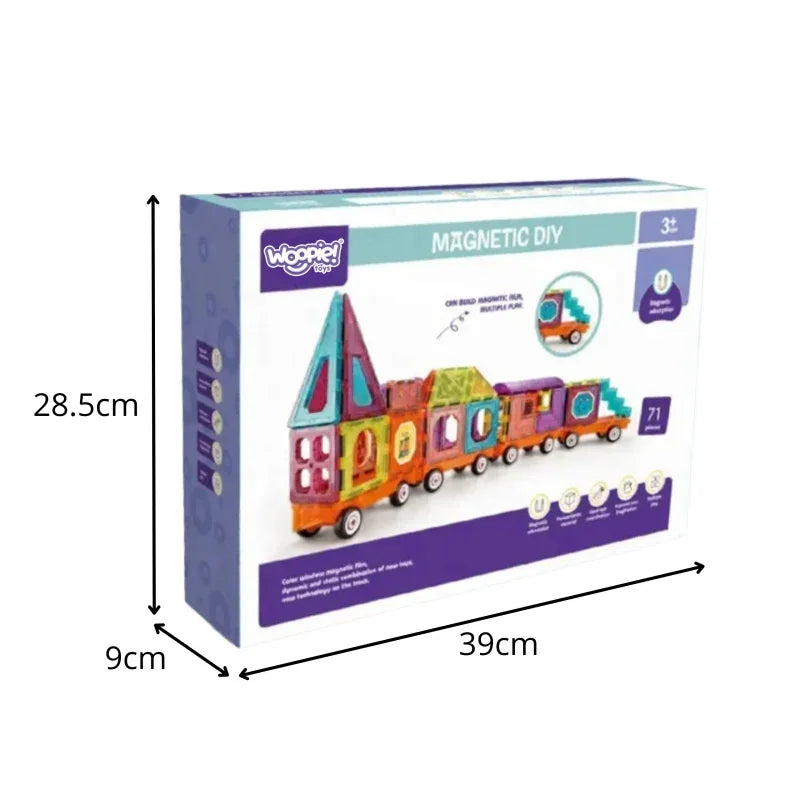 WOOPIE Klocki Magnetyczne 3D Zestaw Pociąg 71el. - zabawki-dla-dziewczynki