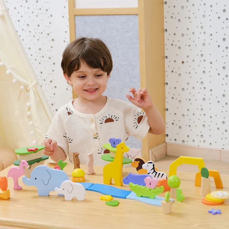 3-VIGA Drewniane Klocki Kolorowe Opowieści Tropikalne Pudełko 55el.-3