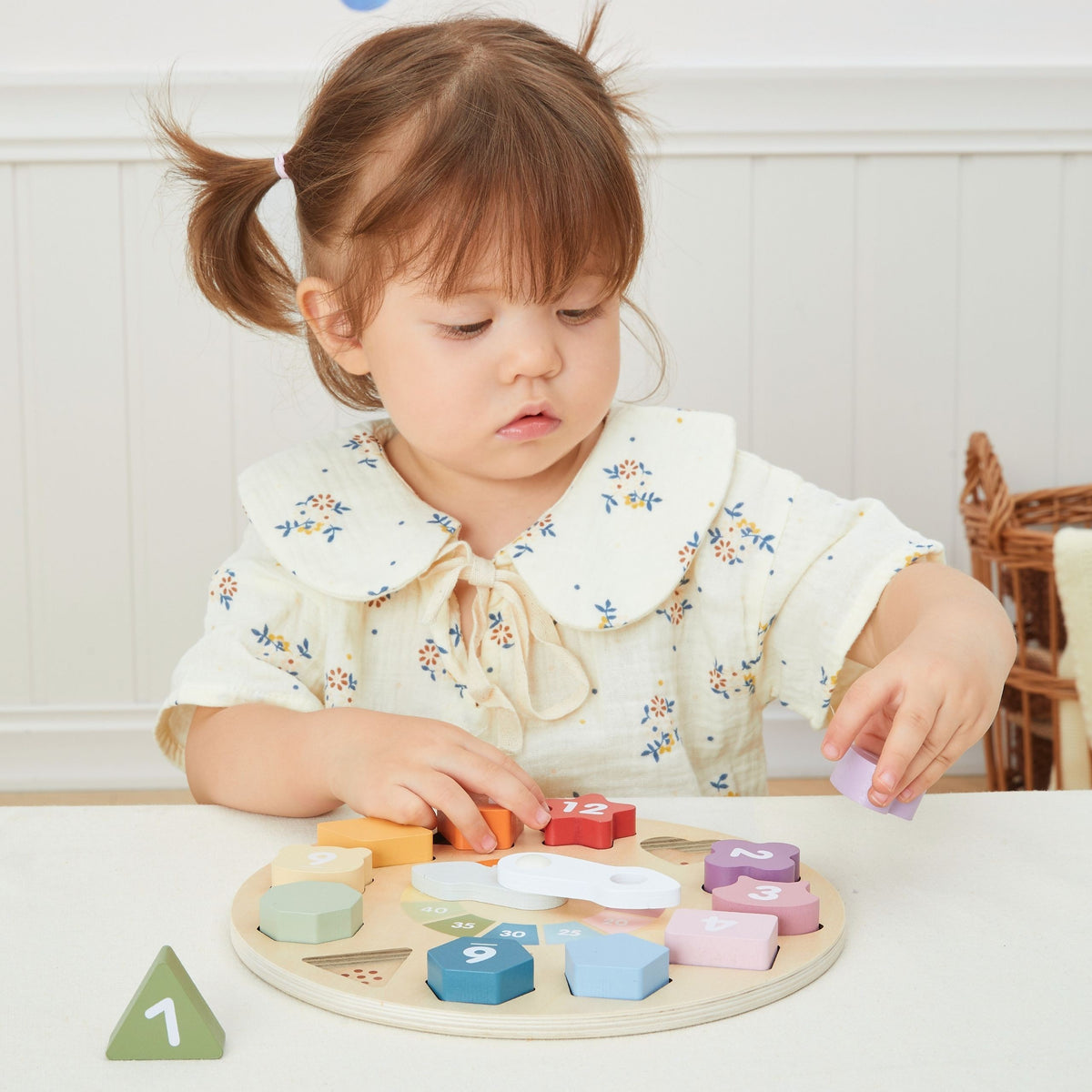 2-Viga Drewniany Zegar Sorter Kształtów Edukacyjny 18m+-2