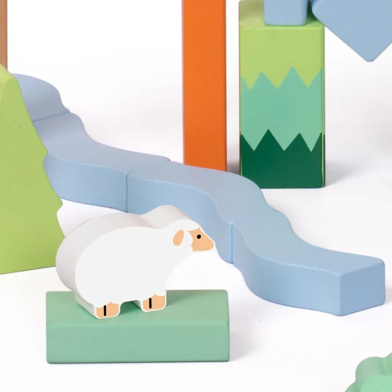 CLASSIC WORLD Zestaw Drewnianych Klocków Leśny Świat 50 el. - zabawki-dla-dziewczynki