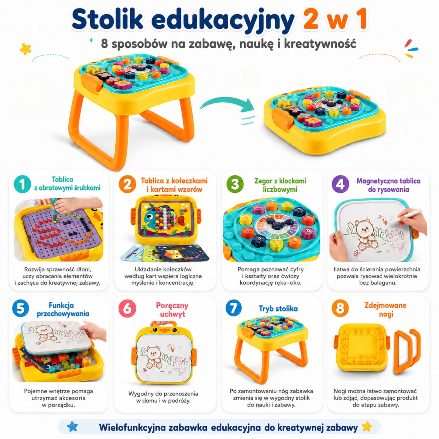 5-WOOPIE Interaktywny Stolik Edukacyjny Warsztat i Tablica 3w1-5