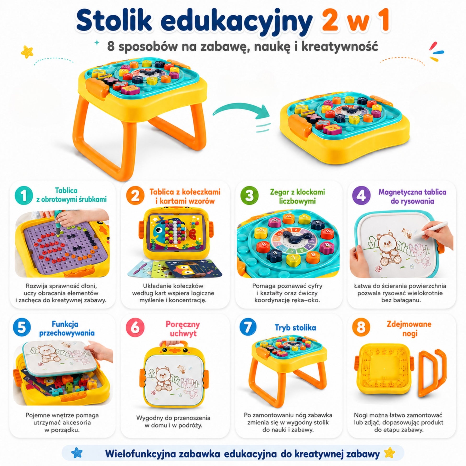 5-WOOPIE Interaktywny Stolik Edukacyjny Warsztat i Tablica 3w1-5