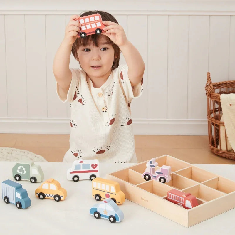 3-VIGA Drewniany Zestaw Kolorowych Pojazdów Miejskich 9szt.-3