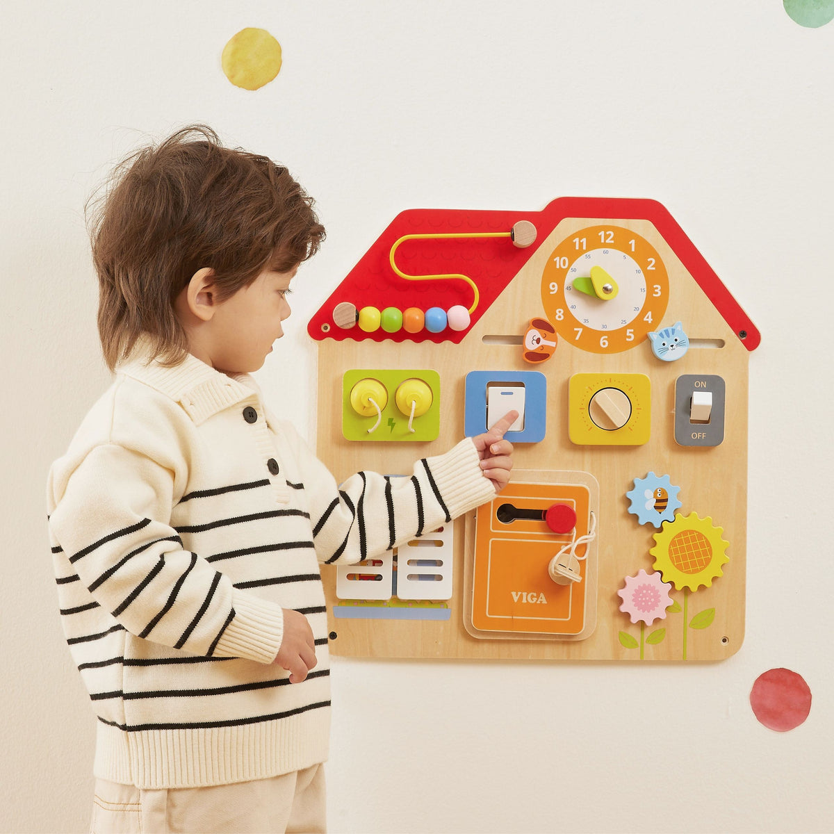 2-VIGA Drewniana Tablica Manipulacyjna Domek Odkrywania i Nauki-2