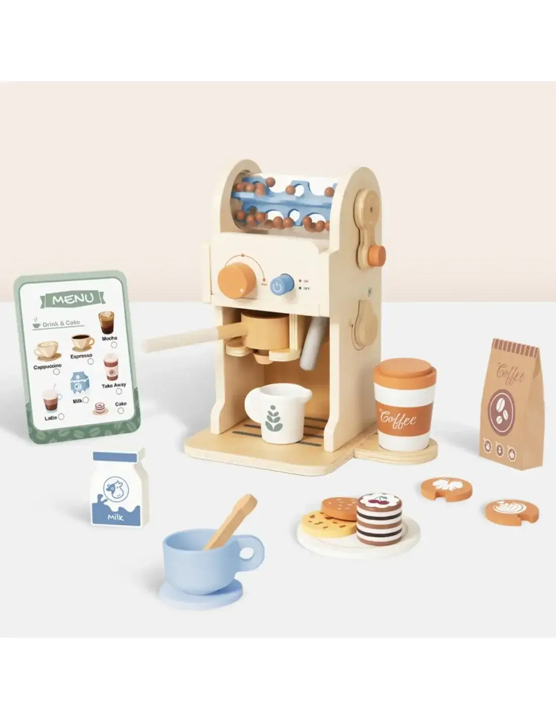 Drewniany ekspres do kawy Tooky Toy zabawka barista dla dzieci