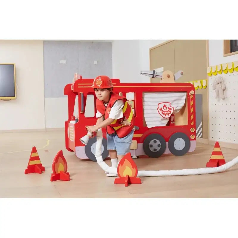 wóz strażacki Montessori VIGA Toys drewniany plac zabaw - zabawki-dla-dziewczynki