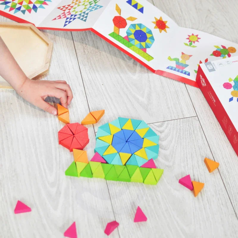 TOOKY TOY Puzzle Ośmiokątne Drewniana Mozaika Edukacyjna (73el.) - zabawki-dla-dziewczynki