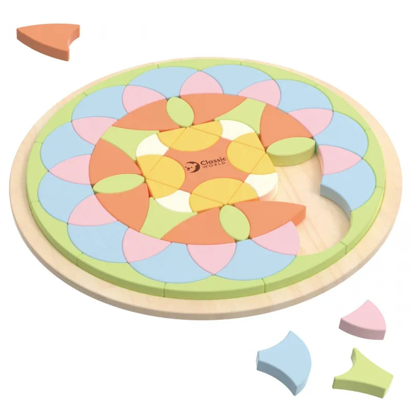 CLASSIC WORLD Pastelowa Mandala Układanka Montessori Mozaika Kwiaty - zabawki-dla-dziewczynki