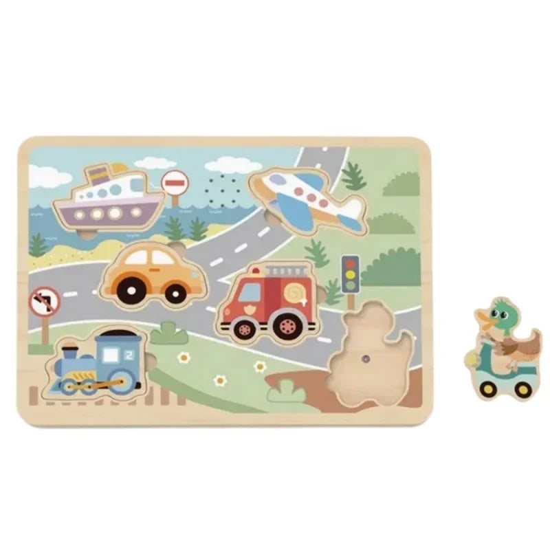 TOOKY TOY Drewniane pojazdy do układania - zabawki-dla-dziewczynki