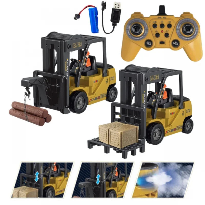 WOOPIE Zdalnie Sterowany Wózek Widłowy 2w1 Dźwig RC - Skala 1:24 - zabawki-dla-dziewczynki