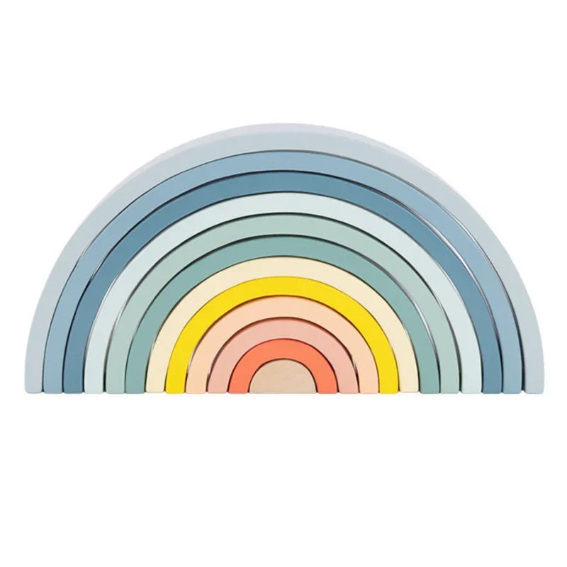 TOOKY TOY Pastelowa Układanka Drewniane Klocki Montessori Tęcza - zabawki-dla-dziewczynki