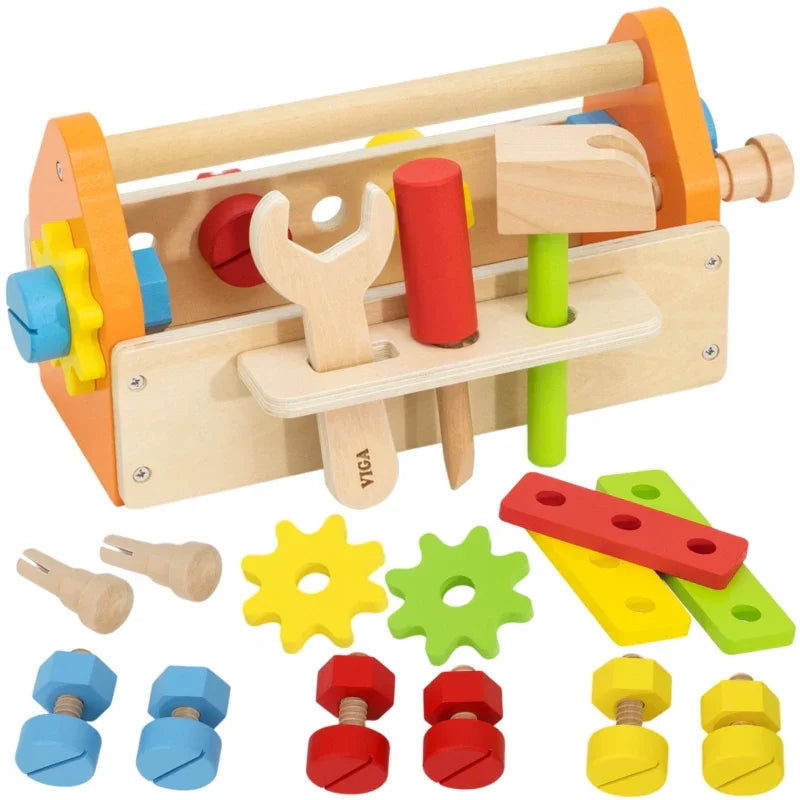 Viga Skrzynka Na Narzędzia Zestaw Drewniany - zabawki-dla-dziewczynki