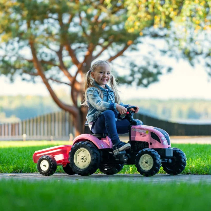 FALK Traktor Country Star Różowy na Pedały + Przyczepka i Klakson od 2 Lat. - zabawki-dla-dziewczynki