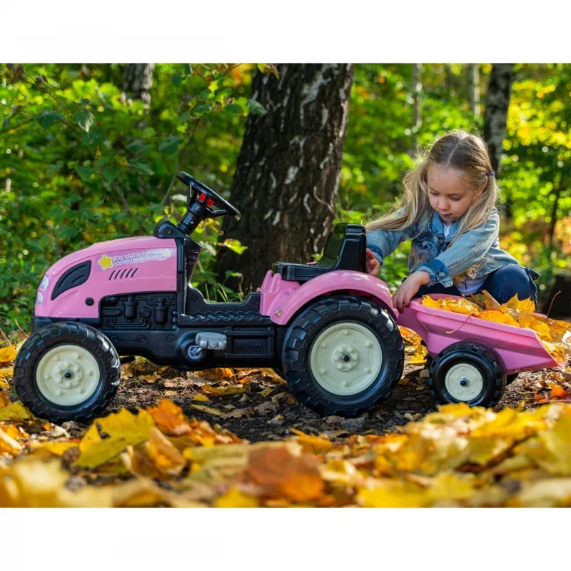 FALK Traktor Country Star Różowy na Pedały + Przyczepka i Klakson od 2 Lat. - zabawki-dla-dziewczynki