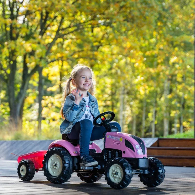 FALK Traktor Country Star Różowy na Pedały + Przyczepka i Klakson od 2 Lat. - zabawki-dla-dziewczynki