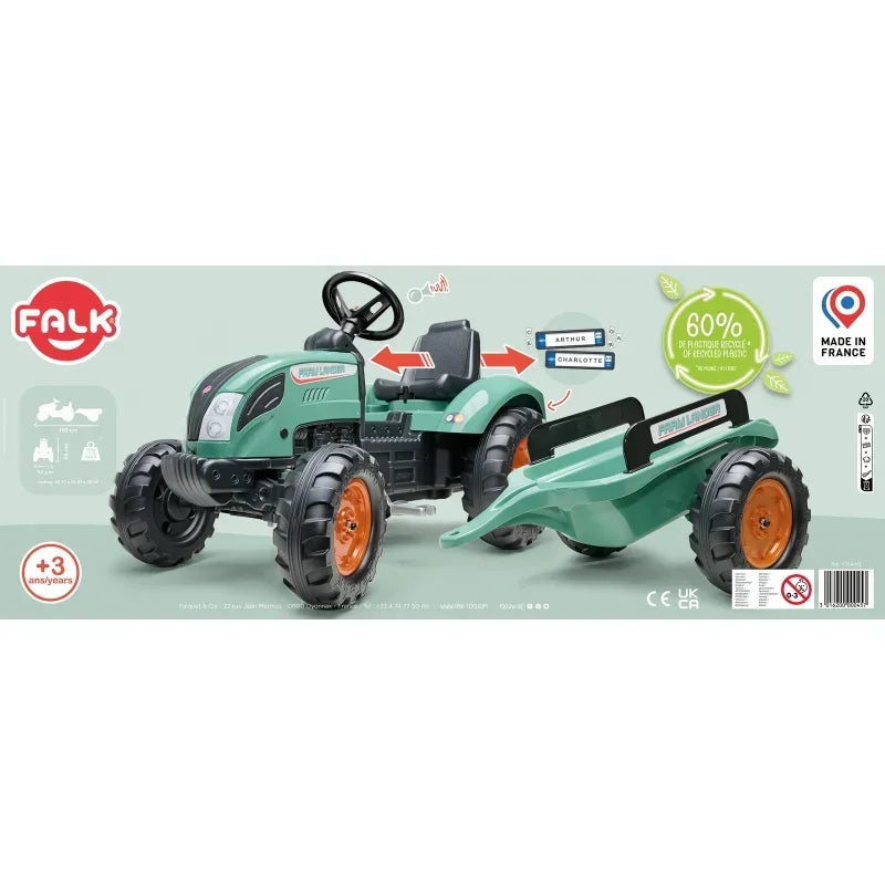 Traktor na pedały z przyczepą do zabawy na świeżym powietrzu - zabawki-dla-dziewczynki