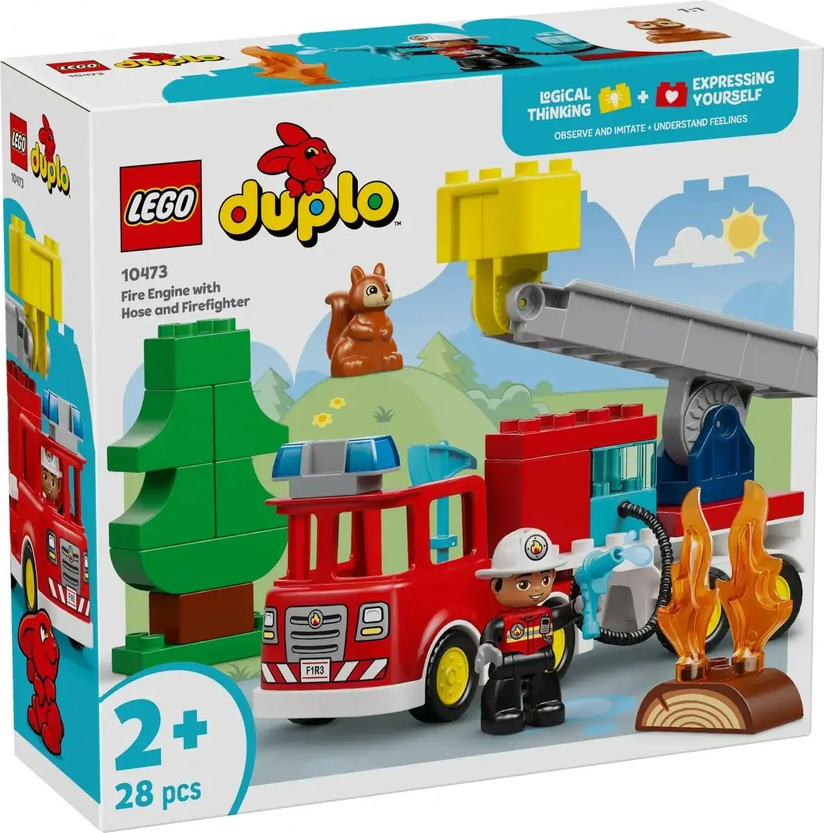 LEGO Duplo wóz strażacki, strażak i drzewo, zabawka edukacyjna dla dzieci 2+ rozwijająca wyobraźnię - zabawki-dla-dziewczynki
