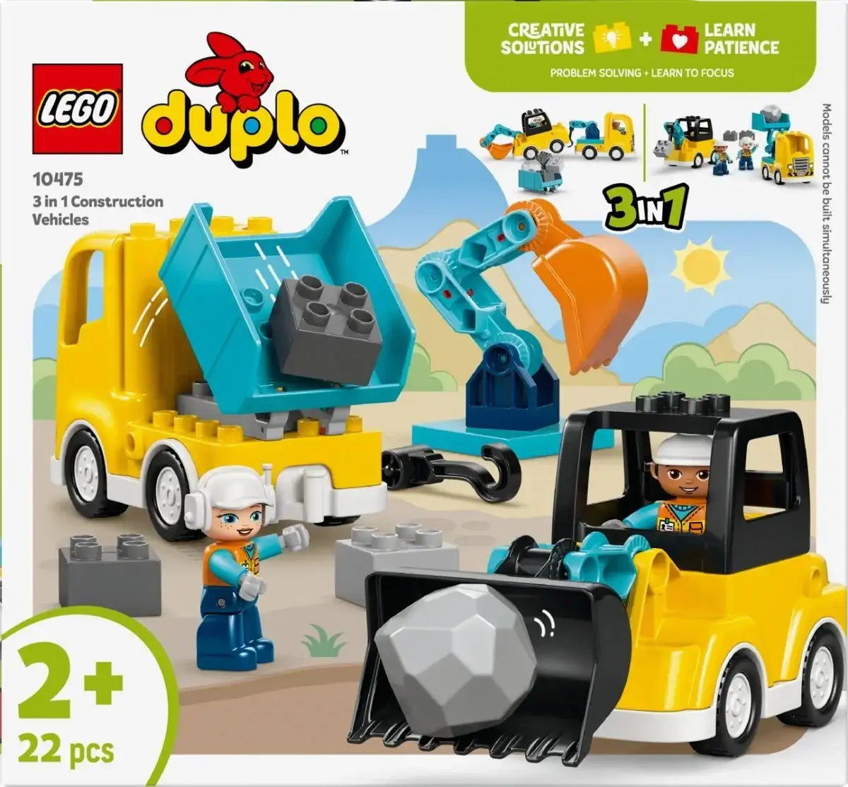 LEGO Duplo pojazdy budowlane dla dzieci, zabawka edukacyjna 3 w 1 - zabawki-dla-dziewczynki