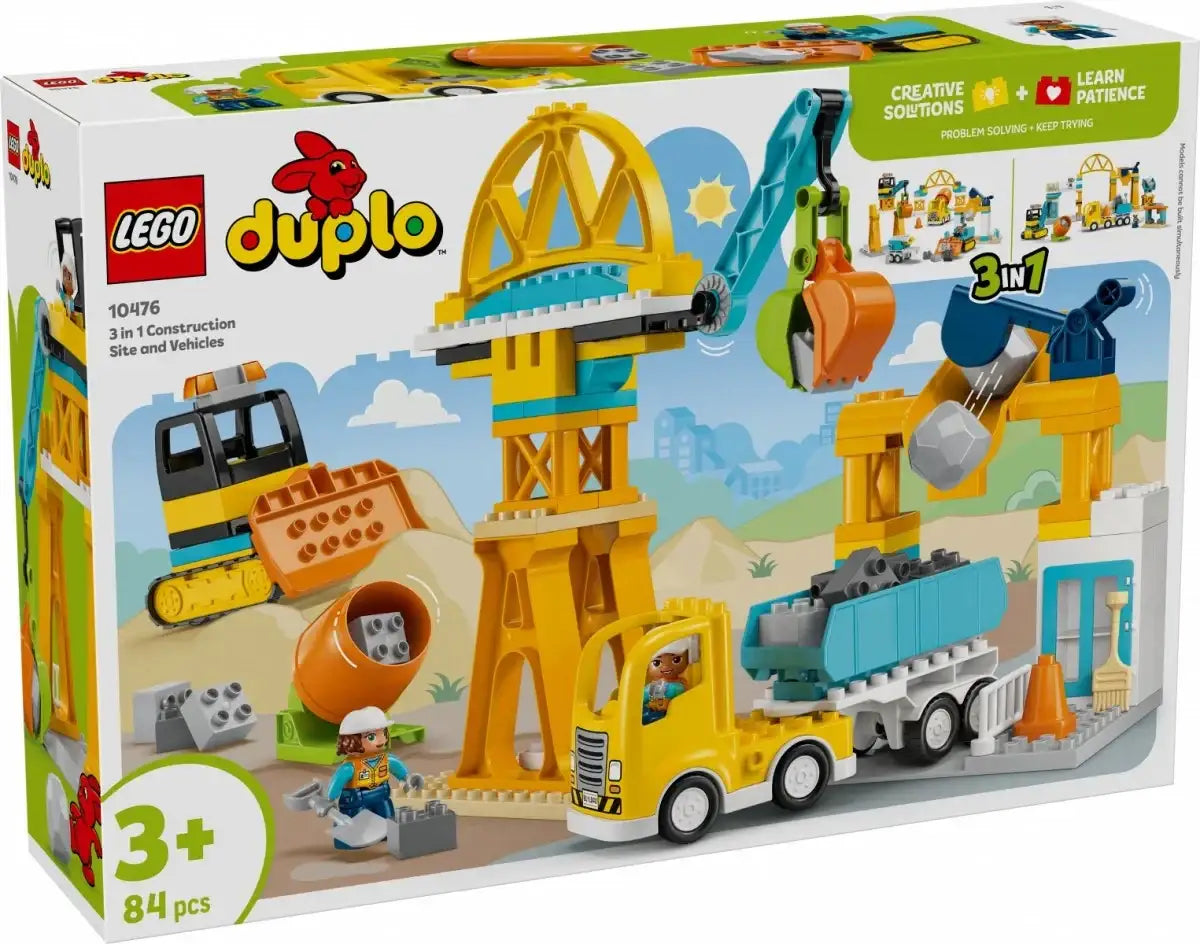 LEGO 10476 DUPLO Plac budowy z pojazdami 3 w 1 kreatywna zabawa  - zabawki-dla-dziewczynki