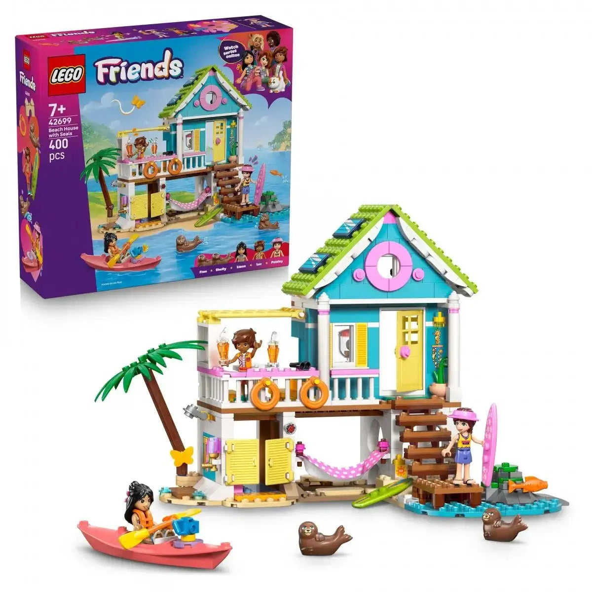 LEGO Friends 42699 Domek na plaży z fokami zestaw konstrukcyjny dla dzieci - zabawki-dla-dziewczynki