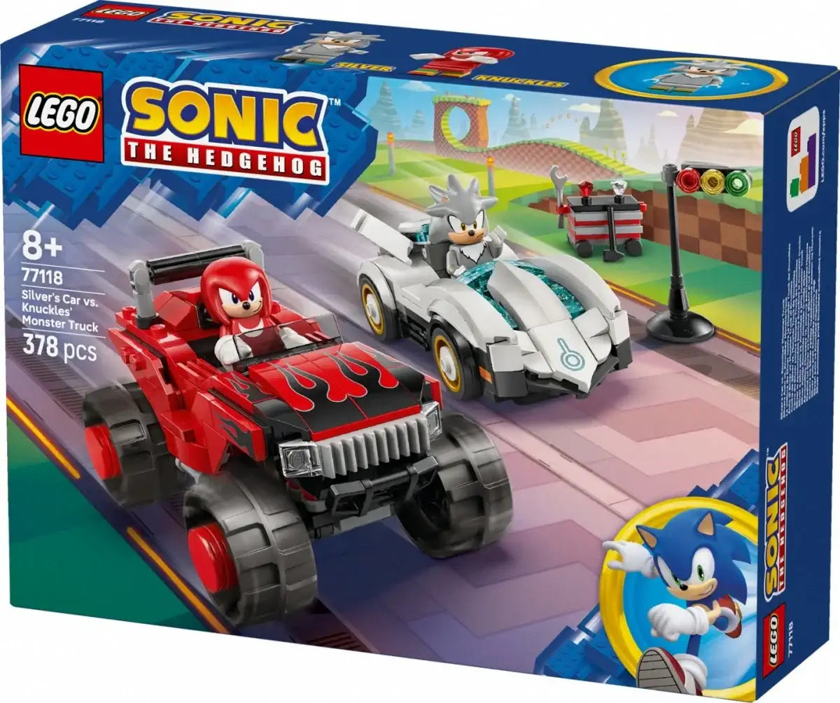 Zestaw LEGO Sonic the Hedgehog Silver's Car vs. Knuckles' Monster Truck dla dzieci, 378 elementów, kreatywna zabawka wyścigowa - zabawki-dla-dziewczynki