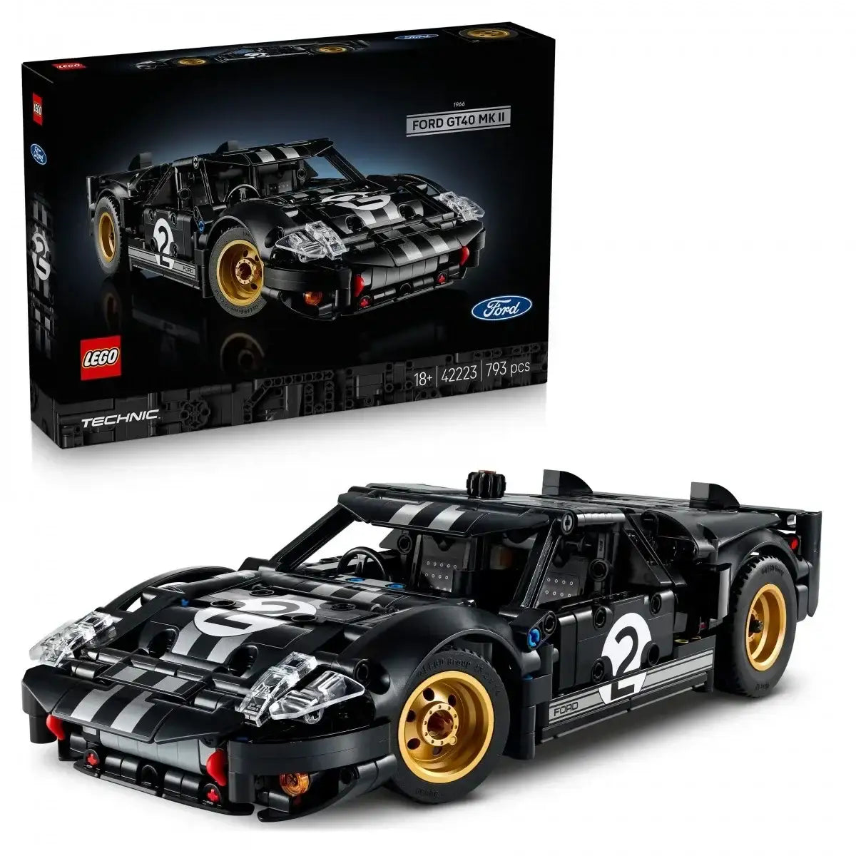 LEGO Technic 42223 Samochód wyścigowy 1966 Ford GT40 MKII zabawa dla dzieci - zabawki-dla-dziewczynki