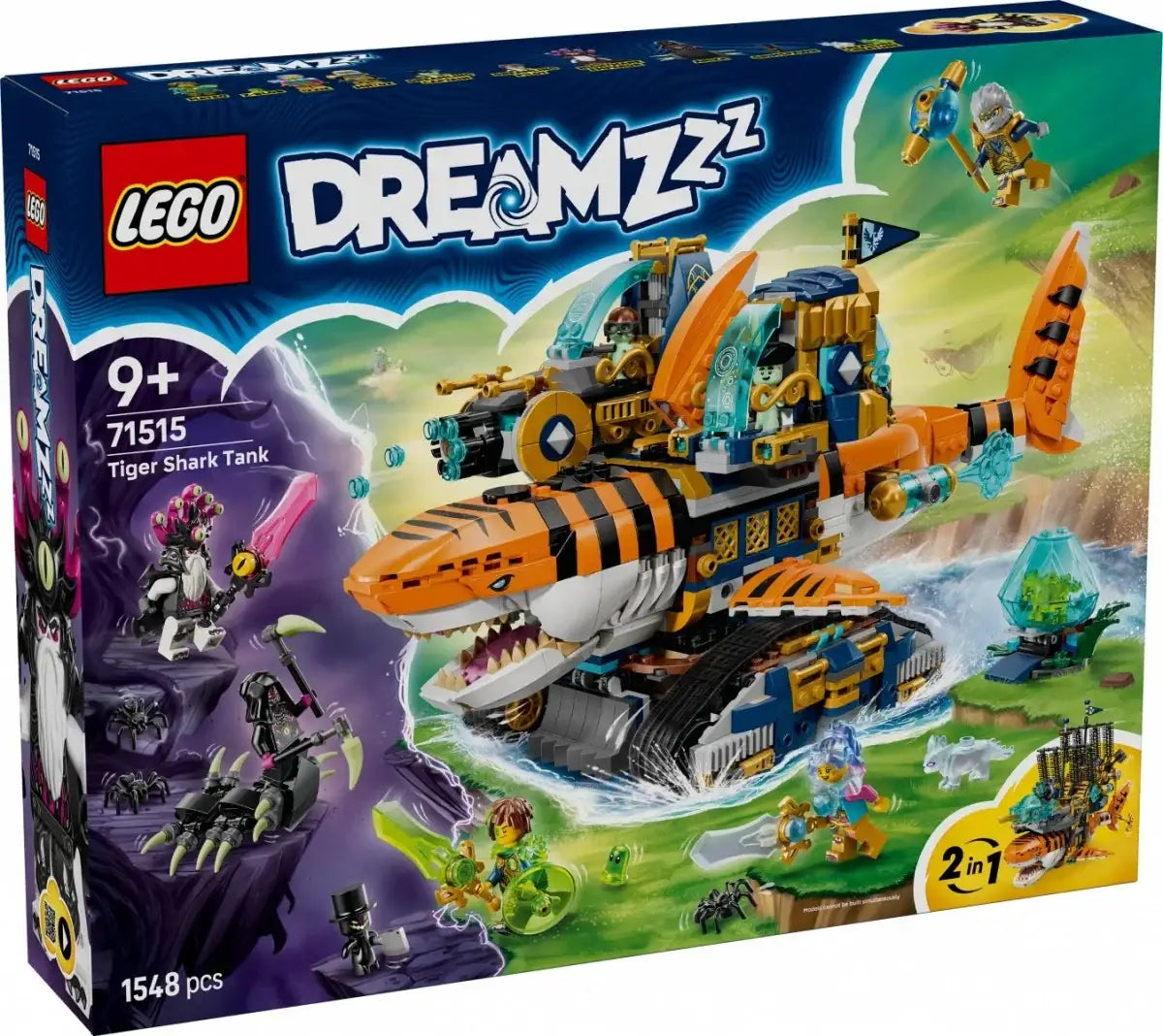 Klocki LEGO DREAMZzz 71515 Rekinoczołg tygrysi detal i kreatywna konstrukcja- zabawki-dla-dziewczynki