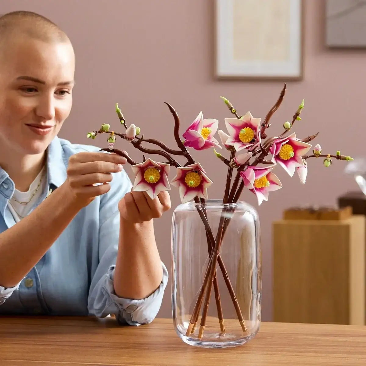 LEGO dekoracyjne rośliny magnolia realistyczne kwiaty z klocków - zabawki-dla-dziewczynki