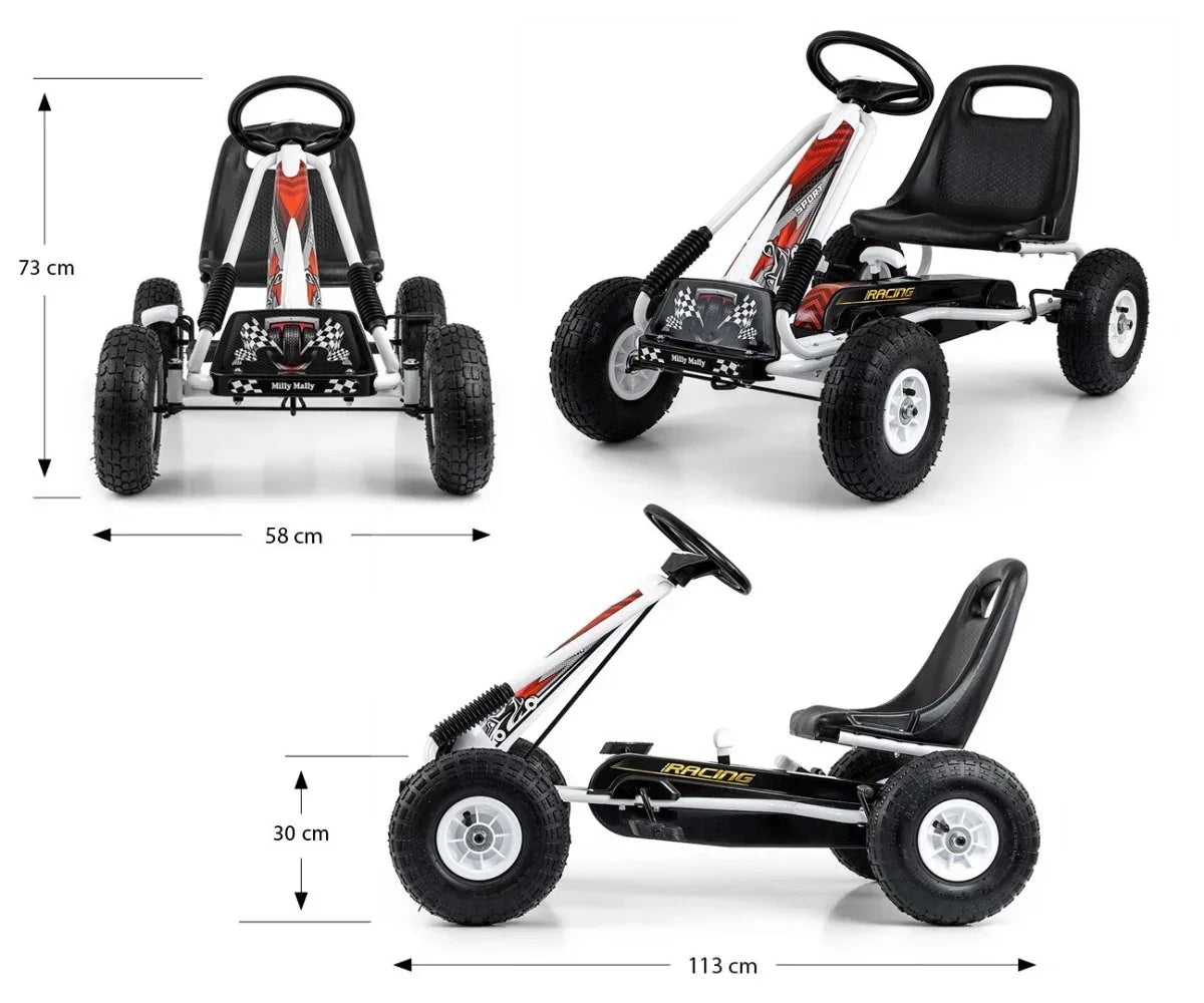 Biały gokart dziecięcy Milly Mally Thor stabilny model
