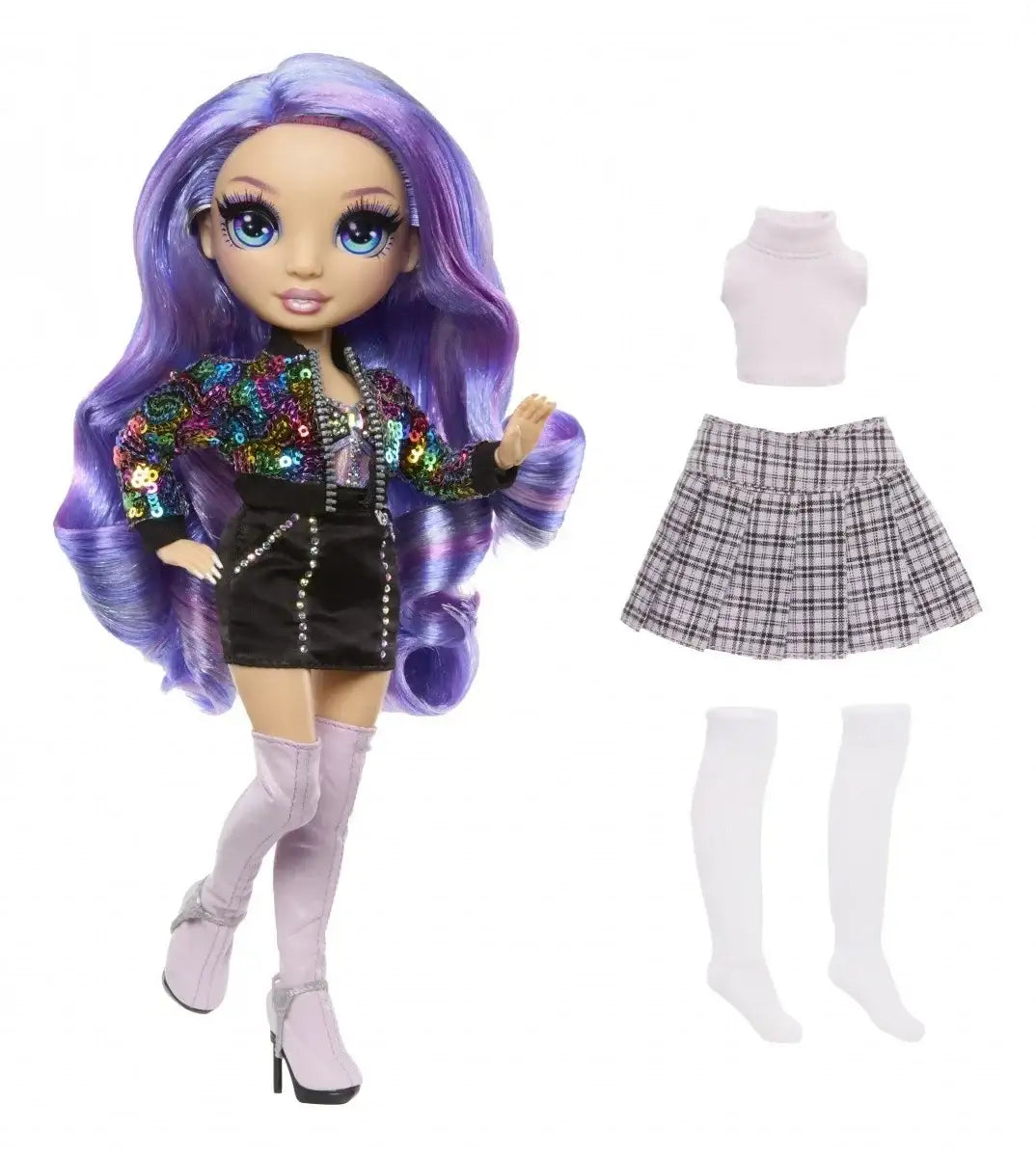 Rainbow High Violet lalka z kolorowymi ubraniami