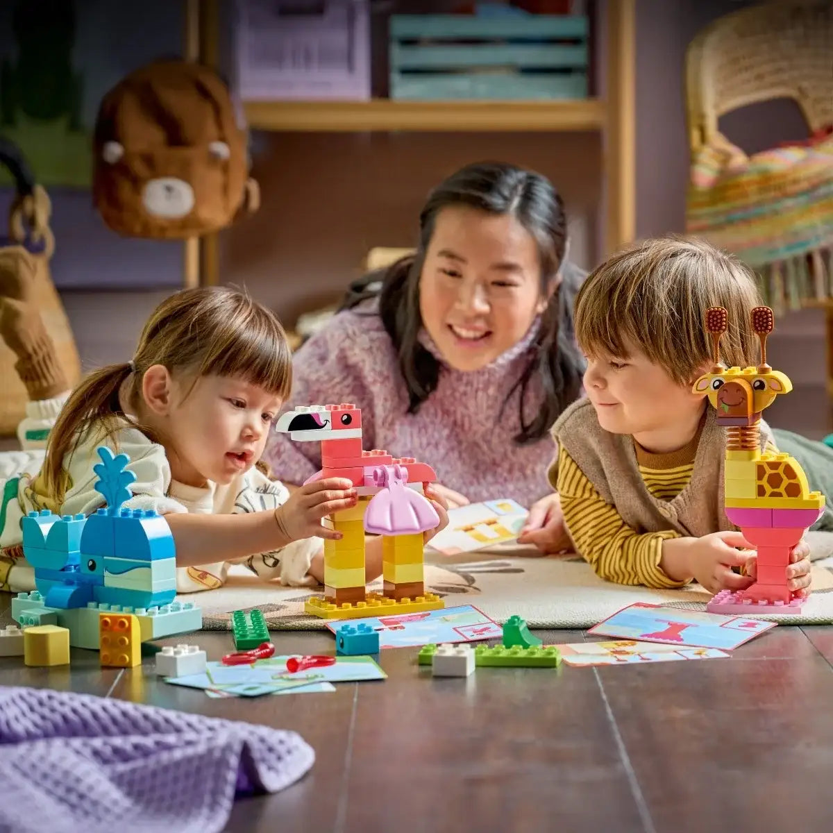 LEGO DUPLO 10472 klocki z kartami inspiracji i figurkami zwierząt