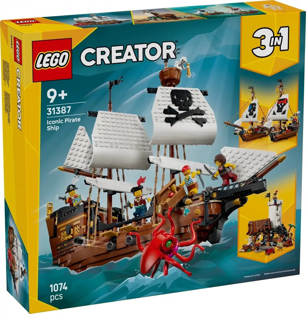 LEGO Creator 3w1 Legendarny statek piracki z zamkiem korsarza i statkami